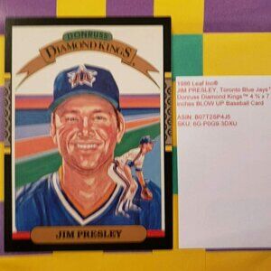 1986 Leaf Inc® JIM PRESLEY, Toronto Blue Jays™ Donruss Diamond Kings™